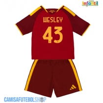 Camisa de time de futebol AS Roma Wesley Franca #43 Replicas 1º Equipamento Infantil 2026-27 Manga Curta (+ Calças curtas)